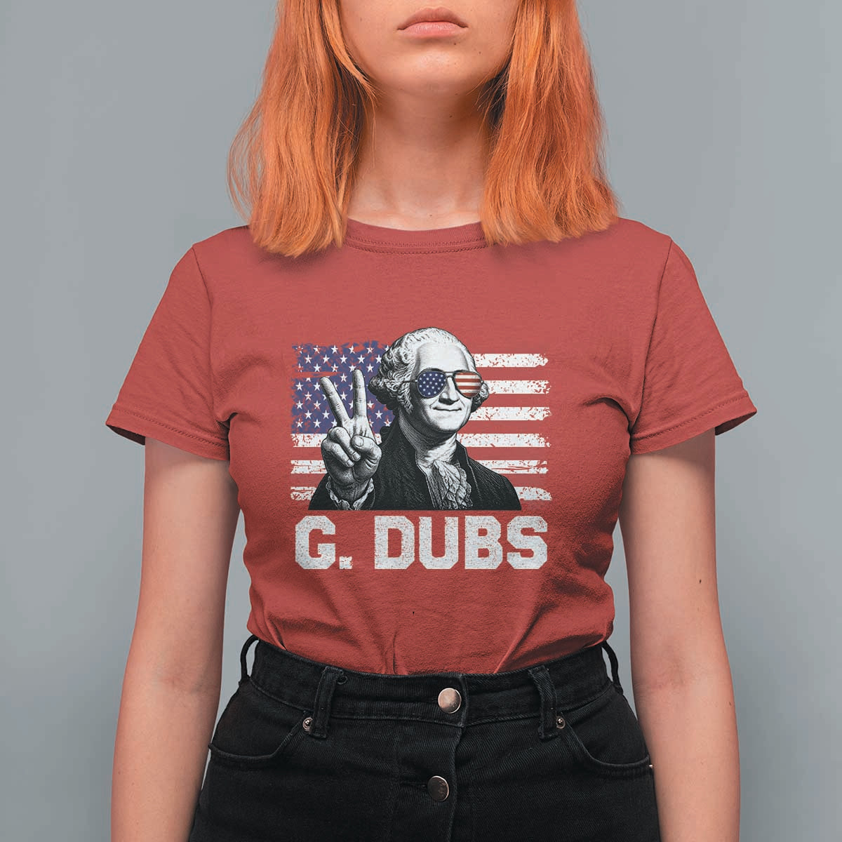 G Dubs George Washington Funny 4th Of July T Shirt For Women Vintage American Flag