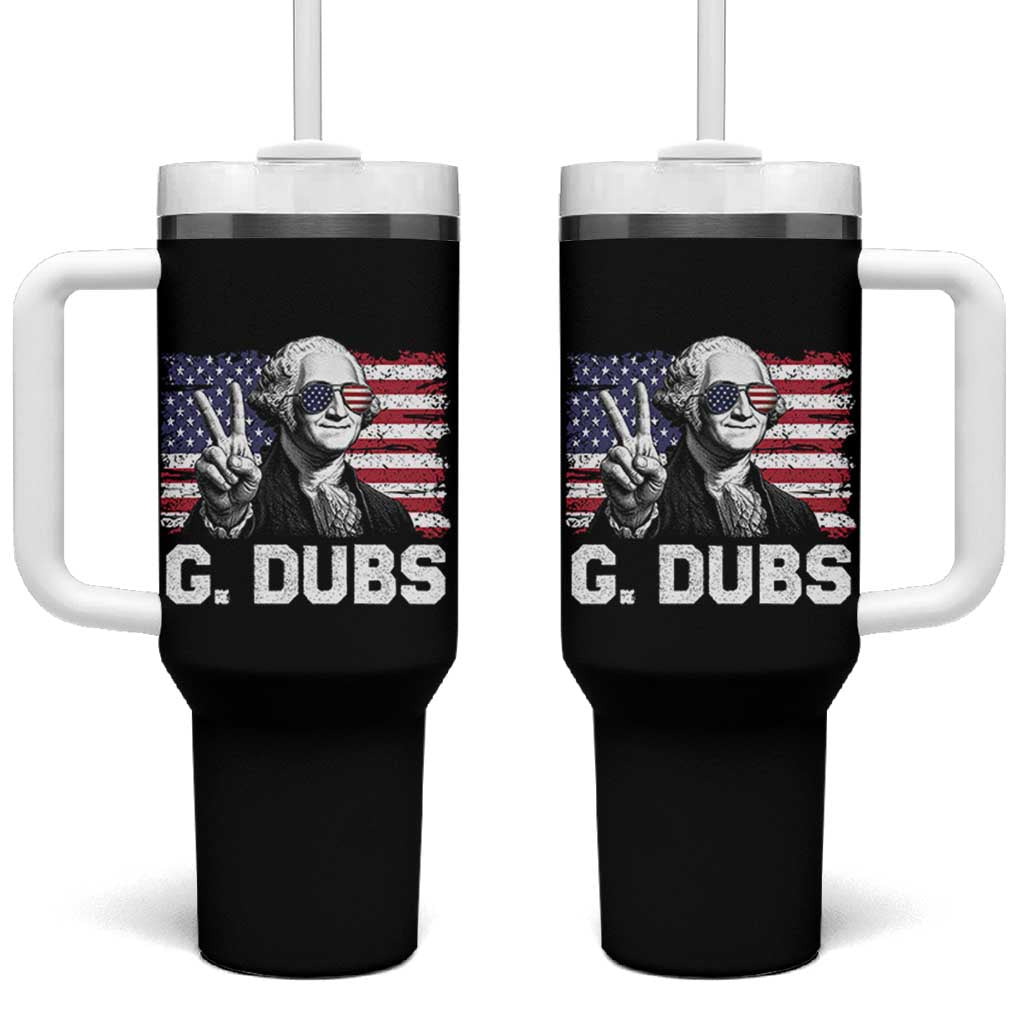 G Dubs George Washington Funny 4th Of July Tumbler With Handle Vintage American Flag