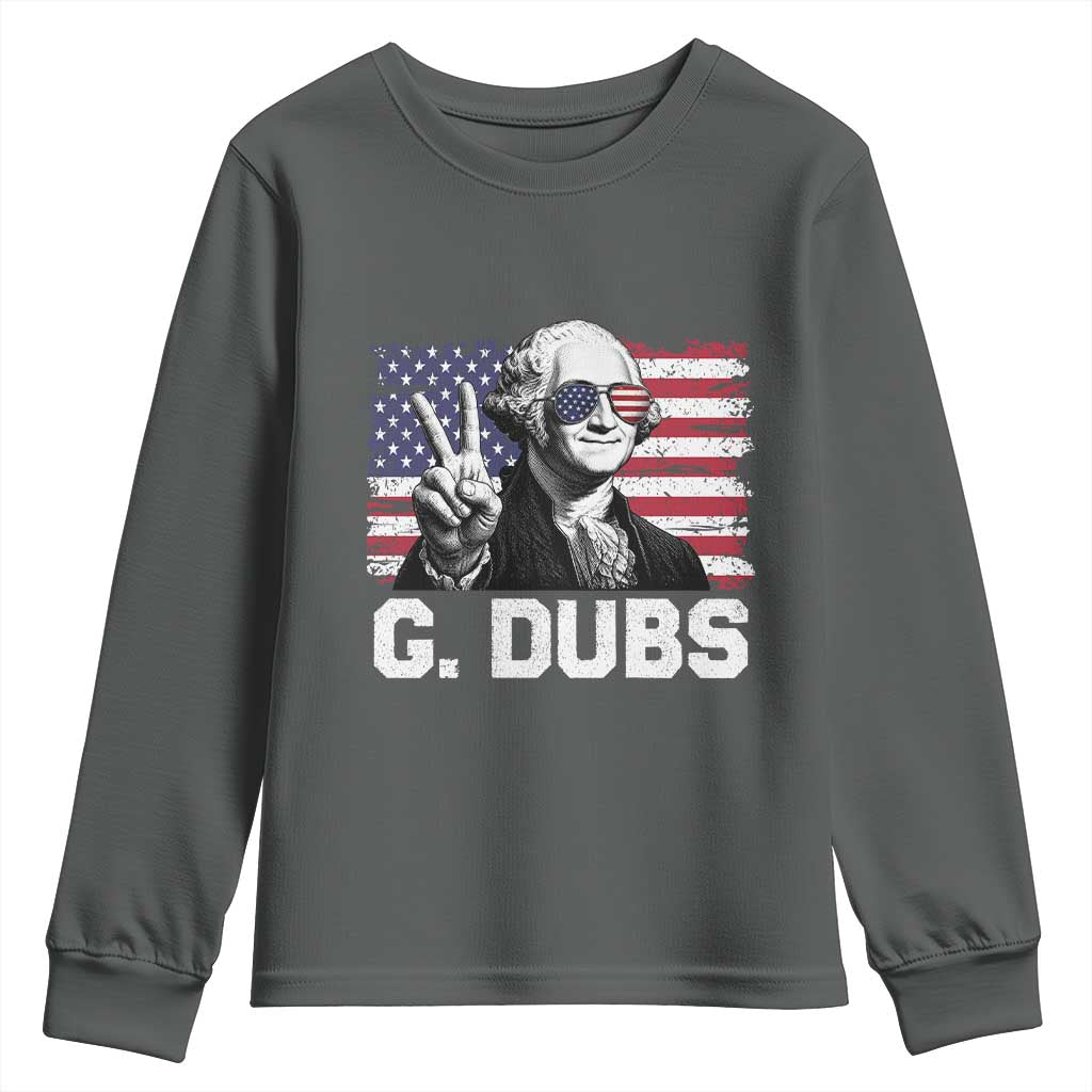 G Dubs George Washington Funny 4th Of July Youth Sweatshirt Vintage American Flag