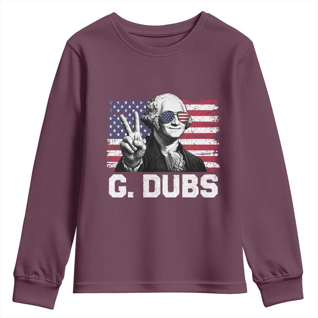 G Dubs George Washington Funny 4th Of July Youth Sweatshirt Vintage American Flag