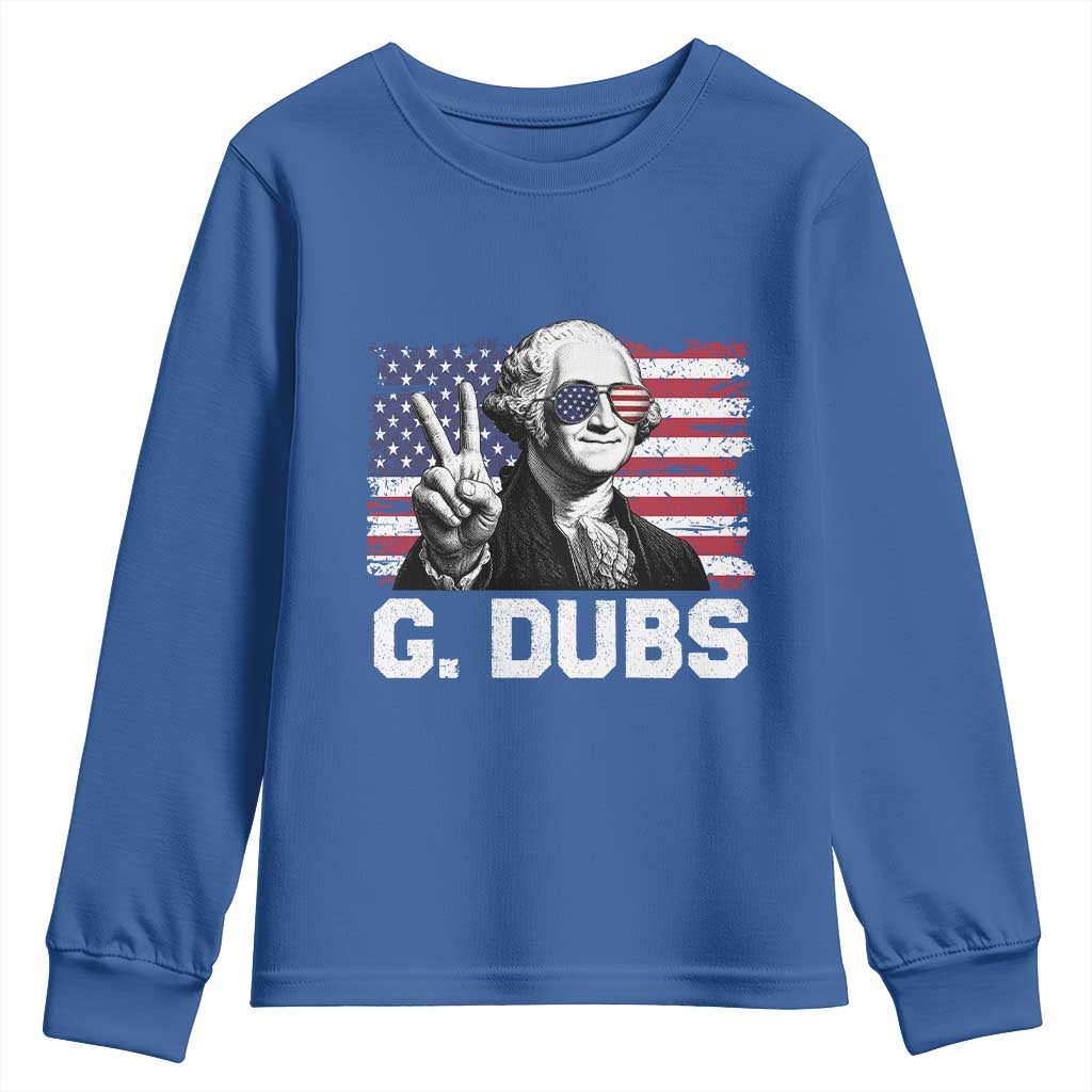 G Dubs George Washington Funny 4th Of July Youth Sweatshirt Vintage American Flag