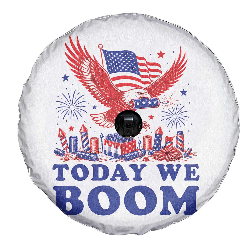 Today We Boom 4th of July Bald Eagle Fireworks Spare Tire Cover