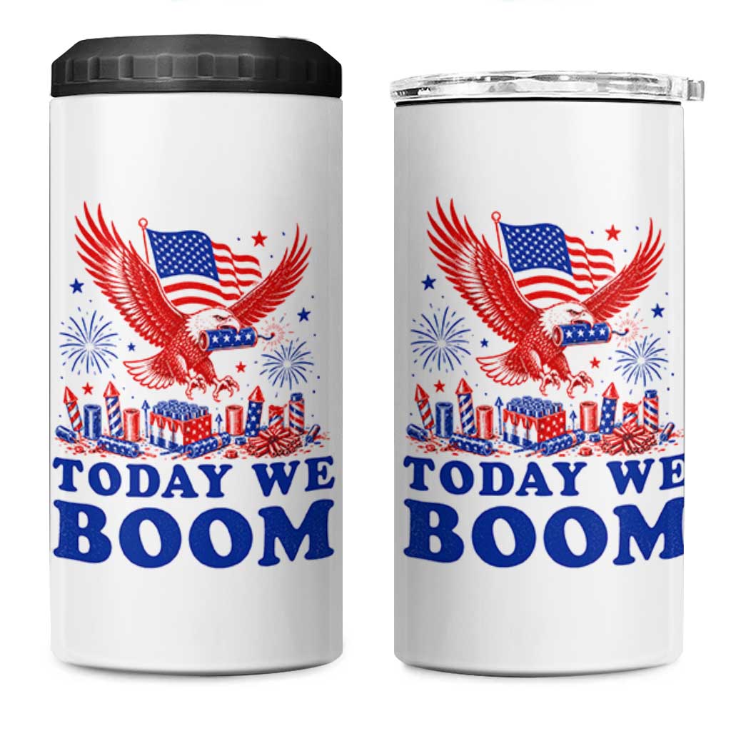 Today We Boom 4th of July Bald Eagle Fireworks 4 in 1 Can Cooler Tumbler
