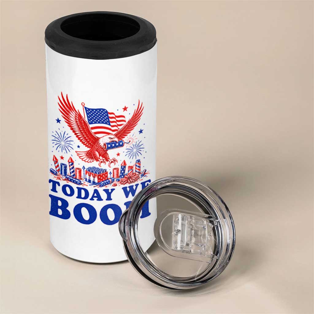 Today We Boom 4th of July Bald Eagle Fireworks 4 in 1 Can Cooler Tumbler