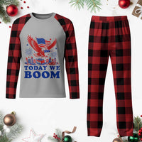 Today We Boom 4th of July Bald Eagle Fireworks Plaid Pajama Set