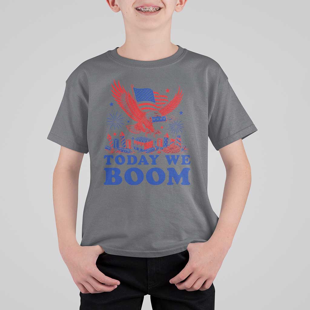 Today We Boom 4th of July Bald Eagle Fireworks T Shirt For Kid