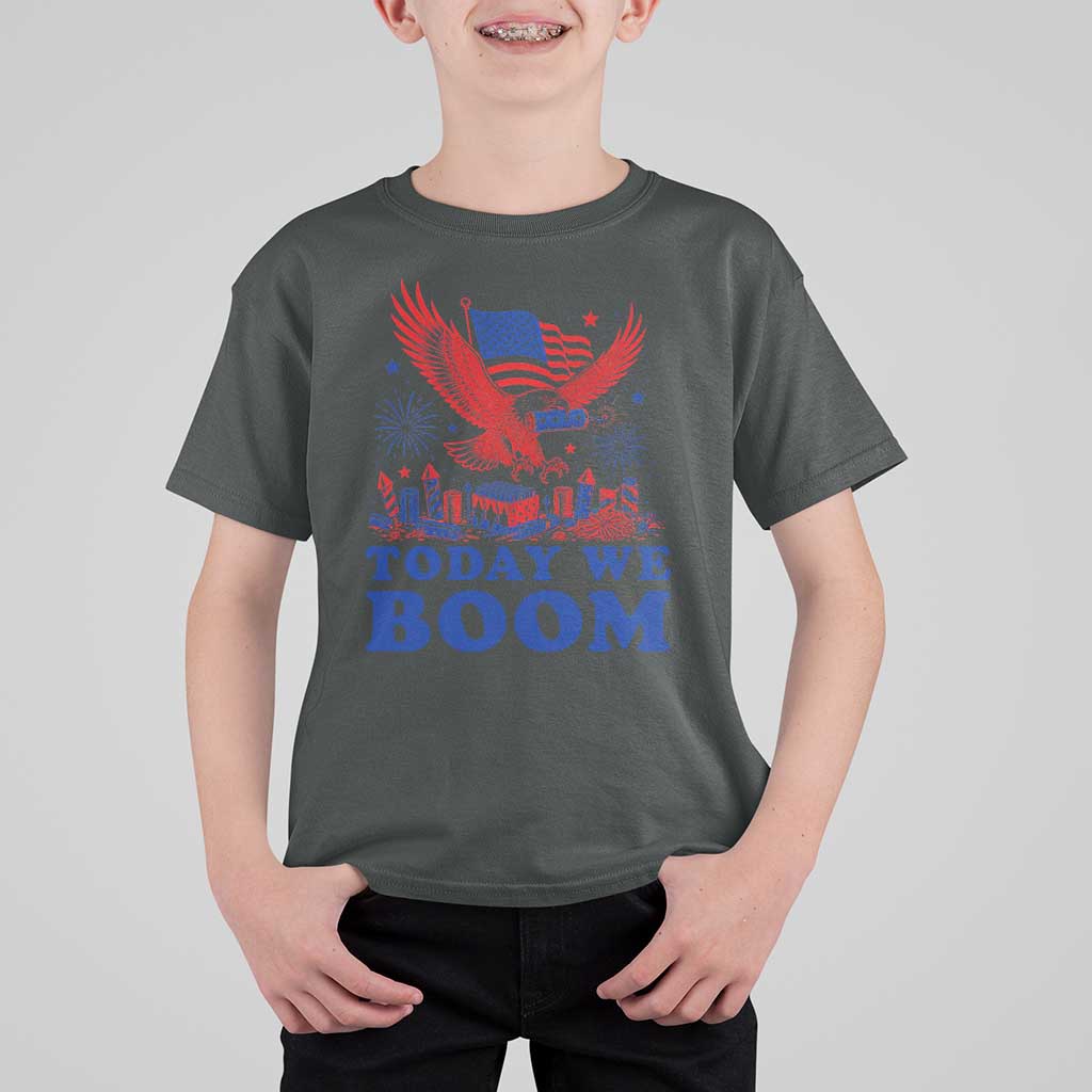 Today We Boom 4th of July Bald Eagle Fireworks T Shirt For Kid