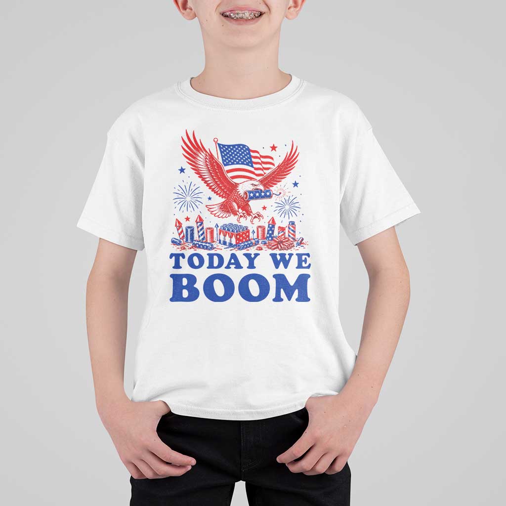 Today We Boom 4th of July Bald Eagle Fireworks T Shirt For Kid