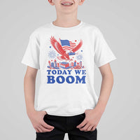 Today We Boom 4th of July Bald Eagle Fireworks T Shirt For Kid