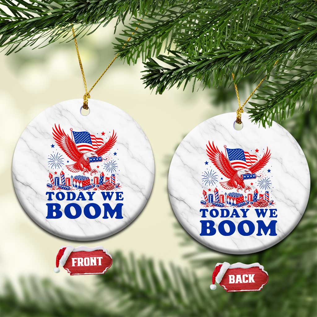 Today We Boom 4th of July Bald Eagle Fireworks Ceramic Ornament