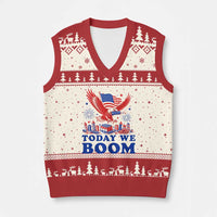 Today We Boom 4th of July Bald Eagle Fireworks V-Neck Knit Sweater Vest