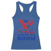 Today We Boom 4th of July Bald Eagle Fireworks Racerback Tank Top