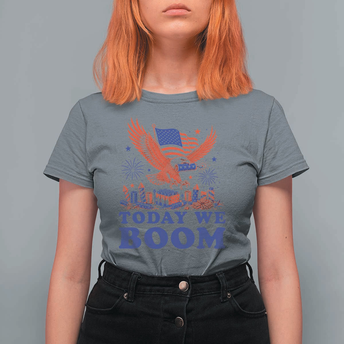 Today We Boom 4th of July Bald Eagle Fireworks T Shirt For Women