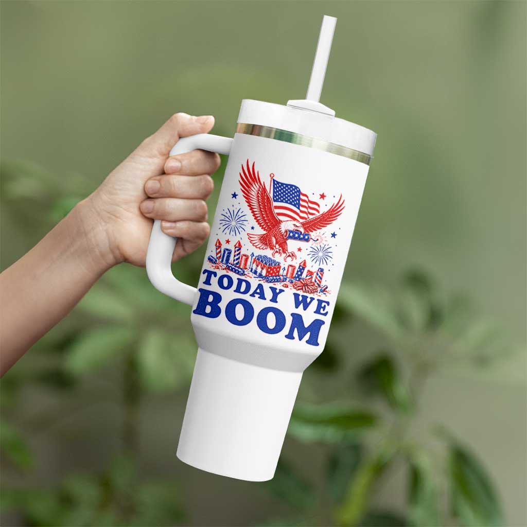 Today We Boom 4th of July Bald Eagle Fireworks Tumbler With Handle