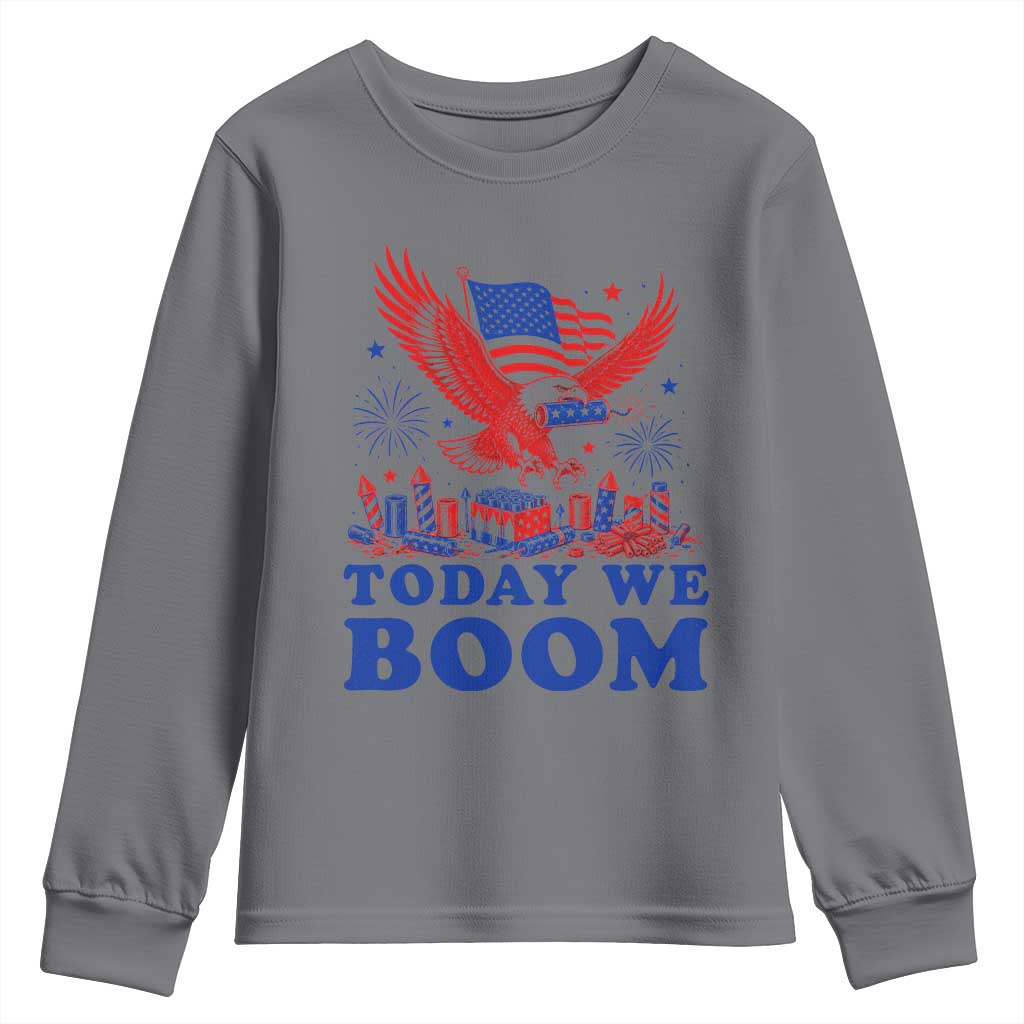 Today We Boom 4th of July Bald Eagle Fireworks Youth Sweatshirt
