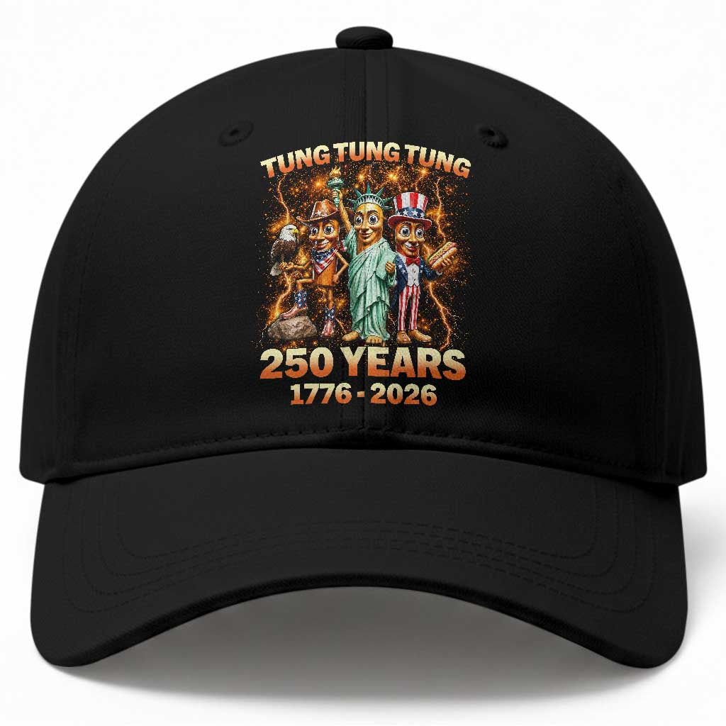 Tung Tung Tung Sahur 250 Years American Baseball Cap Funny Brainrot Meme 4th of July