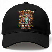 Tung Tung Tung Sahur 250 Years American Baseball Cap Funny Brainrot Meme 4th of July