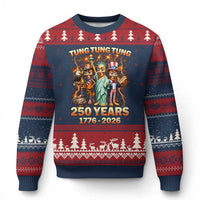 Tung Tung Tung Sahur 250 Years American Ugly Christmas Sweater Funny Brainrot Meme 4th of July