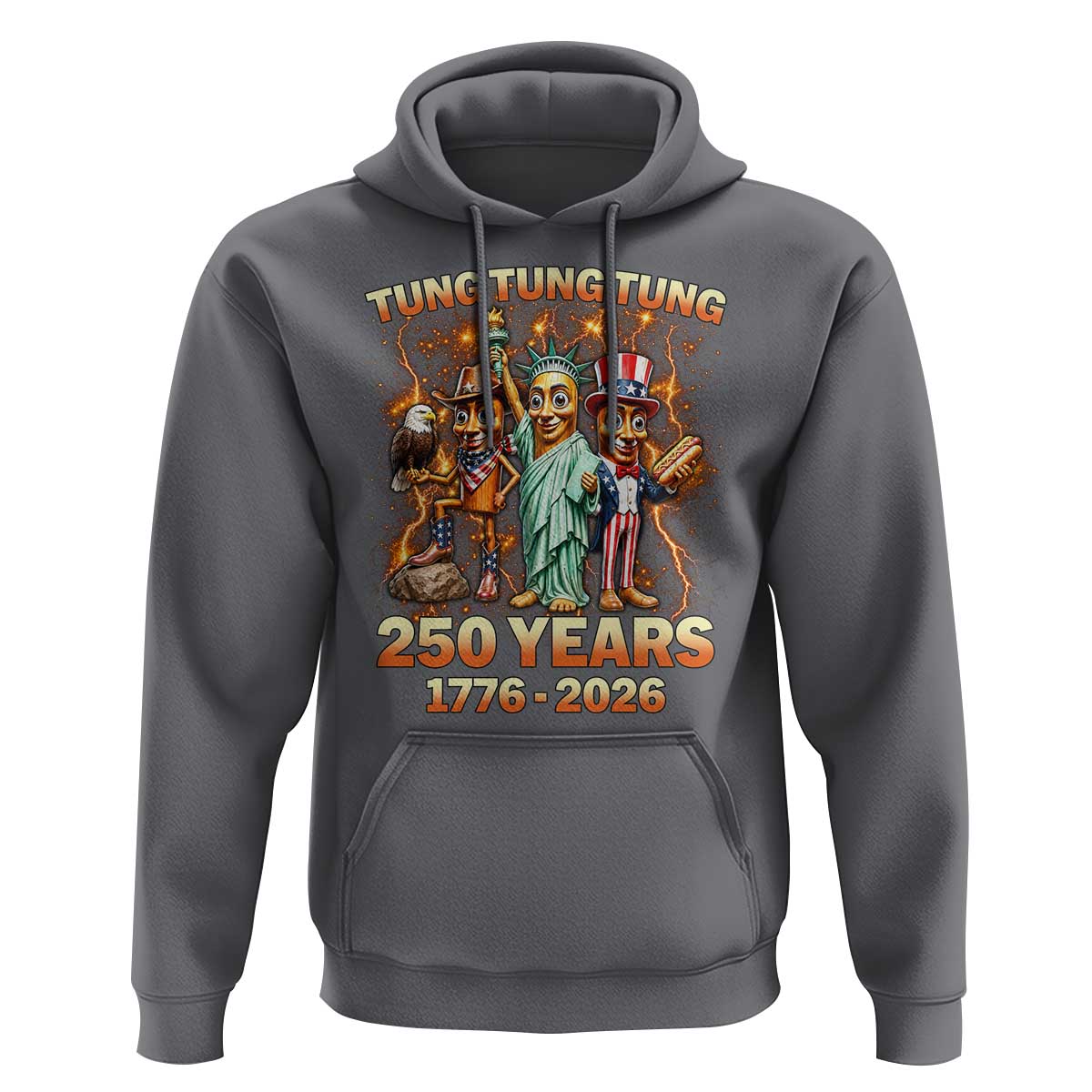 Tung Tung Tung Sahur 250 Years American Hoodie Funny Brainrot Meme 4th of July