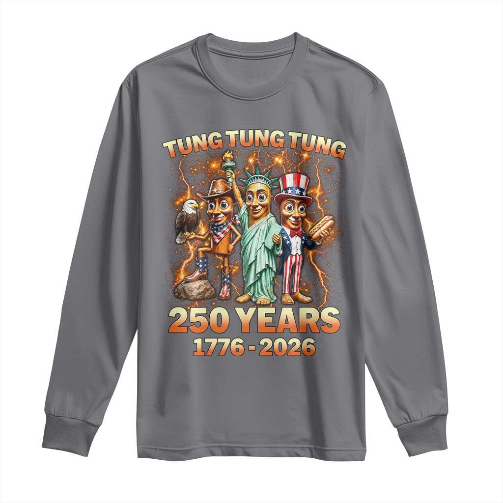 Tung Tung Tung Sahur 250 Years American Long Sleeve Shirt Funny Brainrot Meme 4th of July