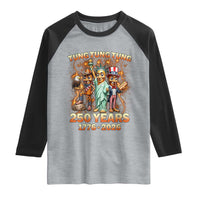 Tung Tung Tung Sahur 250 Years American Raglan Shirt Funny Brainrot Meme 4th of July