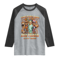 Tung Tung Tung Sahur 250 Years American Raglan Shirt Funny Brainrot Meme 4th of July