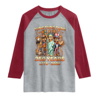 Tung Tung Tung Sahur 250 Years American Raglan Shirt Funny Brainrot Meme 4th of July