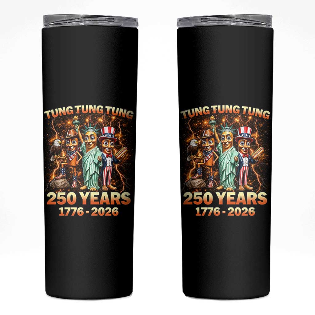 Tung Tung Tung Sahur 250 Years American Skinny Tumbler Funny Brainrot Meme 4th of July