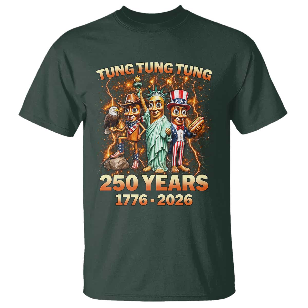 Tung Tung Tung Sahur 250 Years American T Shirt Funny Brainrot Meme 4th of July