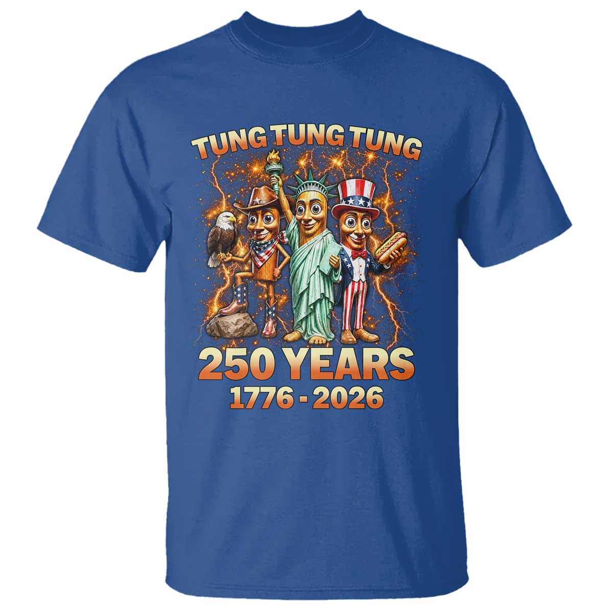 Tung Tung Tung Sahur 250 Years American T Shirt Funny Brainrot Meme 4th of July