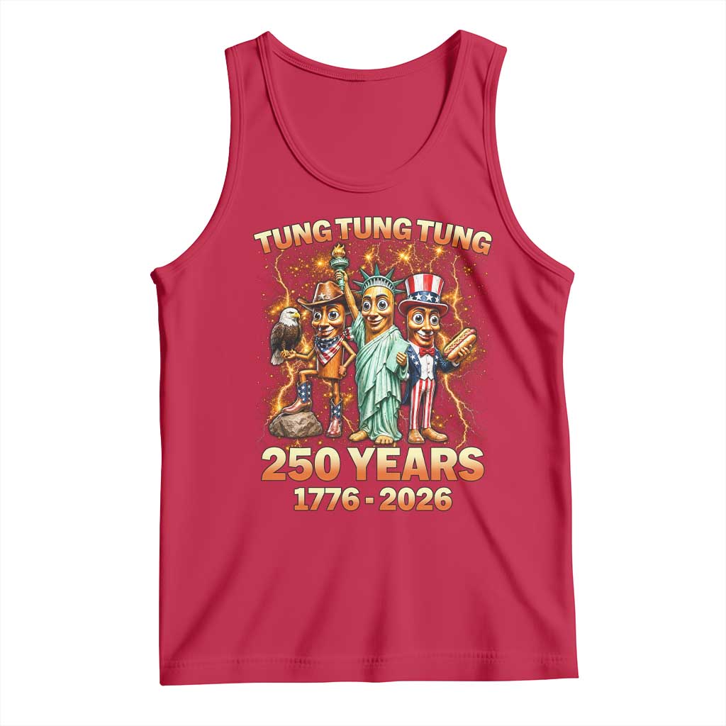 Tung Tung Tung Sahur 250 Years American Tank Top Funny Brainrot Meme 4th of July