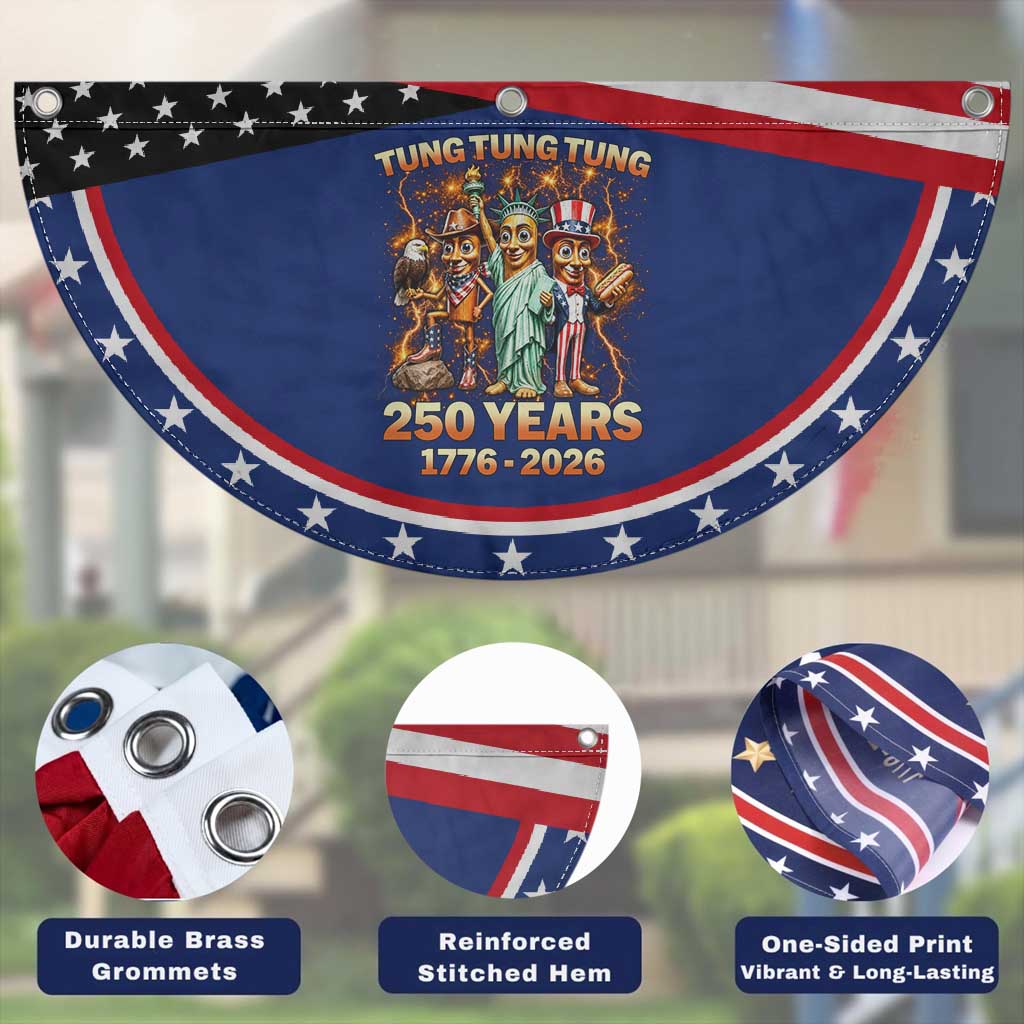 Tung Tung Tung Sahur 250 Years American Patriotic Fan Flag Funny Brainrot Meme 4th of July