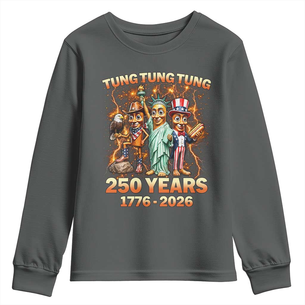 Tung Tung Tung Sahur 250 Years American Youth Sweatshirt Funny Brainrot Meme 4th of July