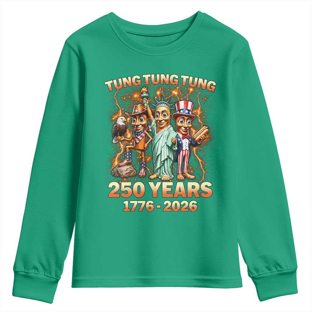 Tung Tung Tung Sahur 250 Years American Youth Sweatshirt Funny Brainrot Meme 4th of July