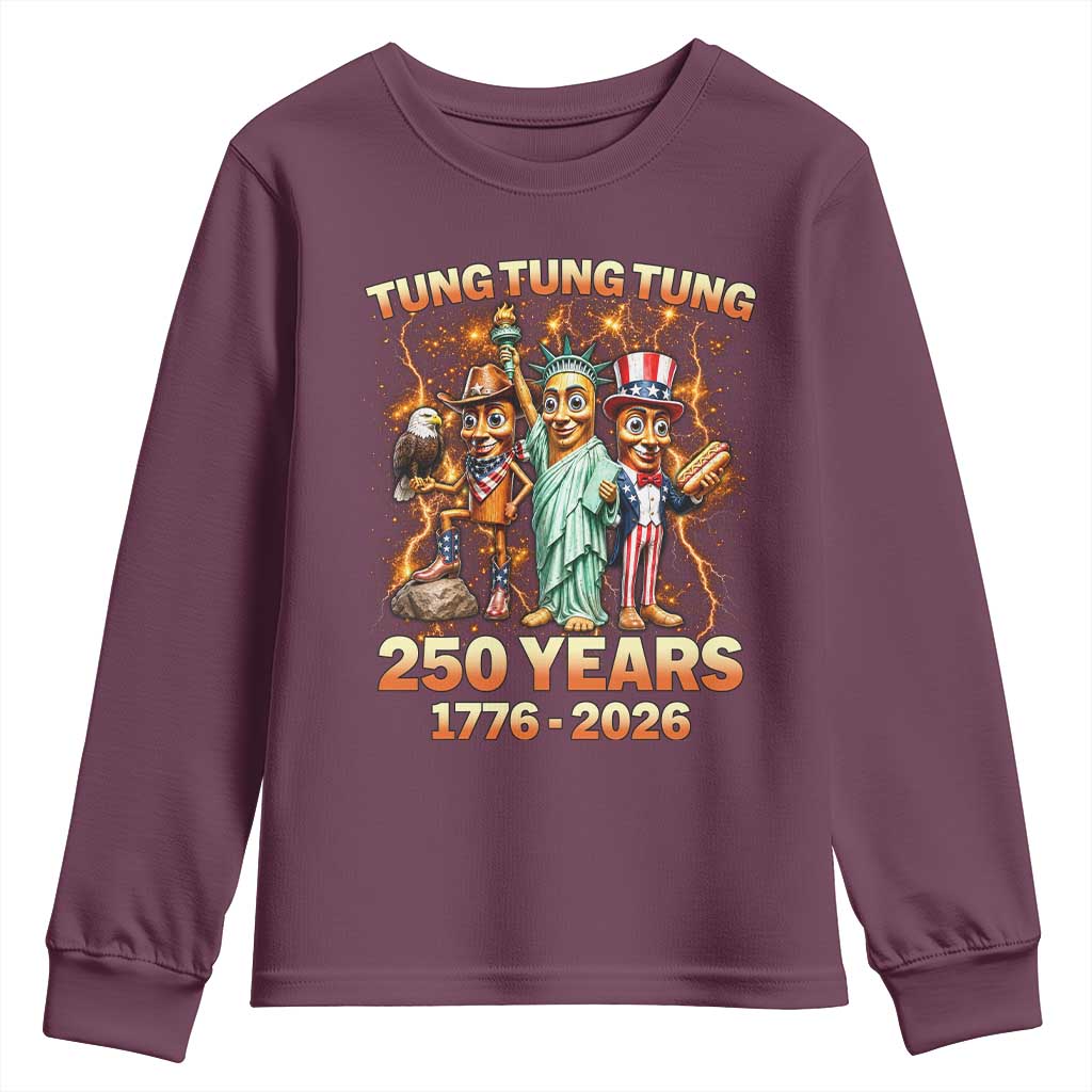Tung Tung Tung Sahur 250 Years American Youth Sweatshirt Funny Brainrot Meme 4th of July