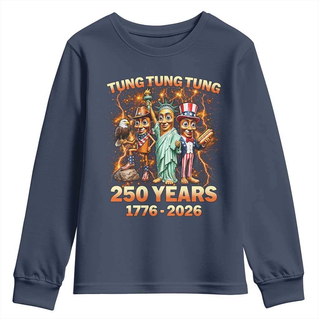 Tung Tung Tung Sahur 250 Years American Youth Sweatshirt Funny Brainrot Meme 4th of July
