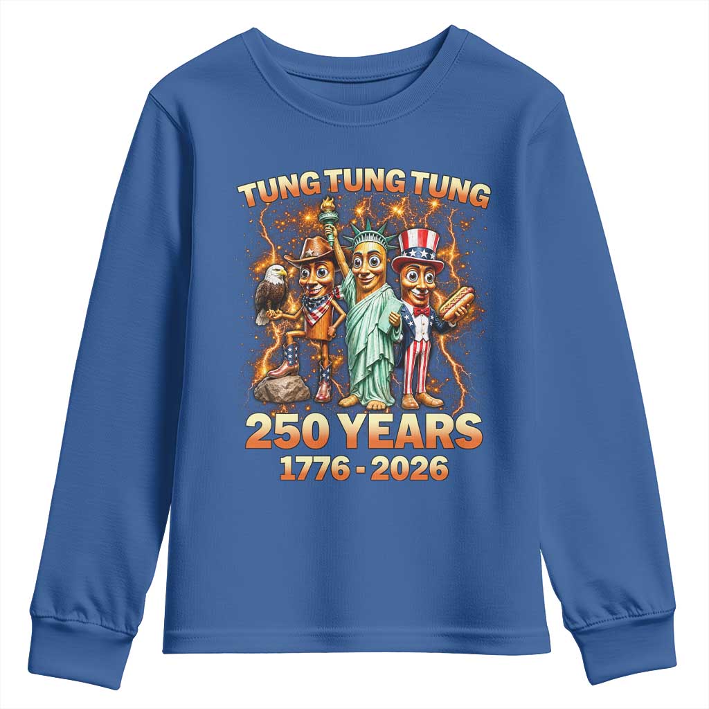 Tung Tung Tung Sahur 250 Years American Youth Sweatshirt Funny Brainrot Meme 4th of July
