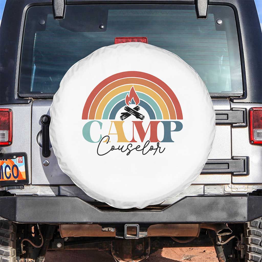 Camp Counselor Spare Tire Cover Summer Camp Rainbow