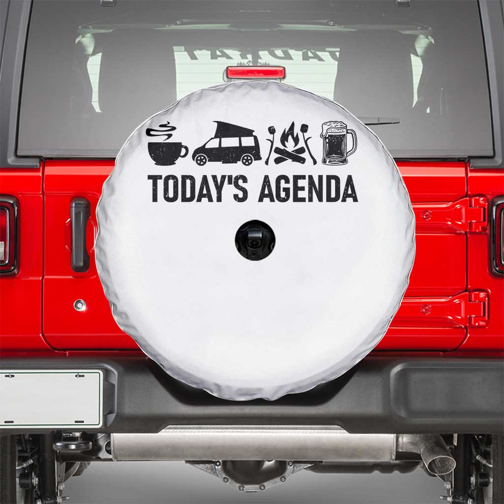 Funny Camping Spare Tire Cover Today's Agenda Coffee Van Beer Campfire