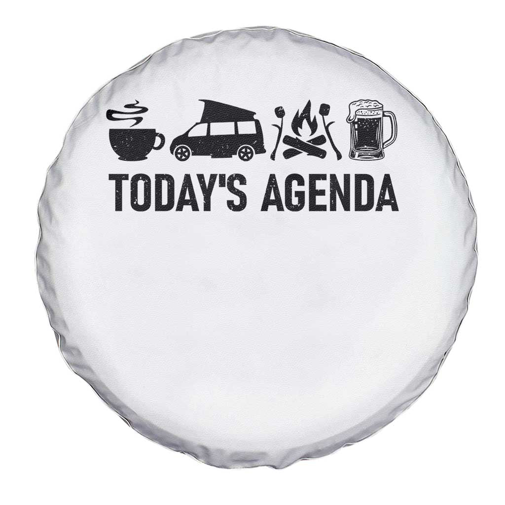 Funny Camping Spare Tire Cover Today's Agenda Coffee Van Beer Campfire