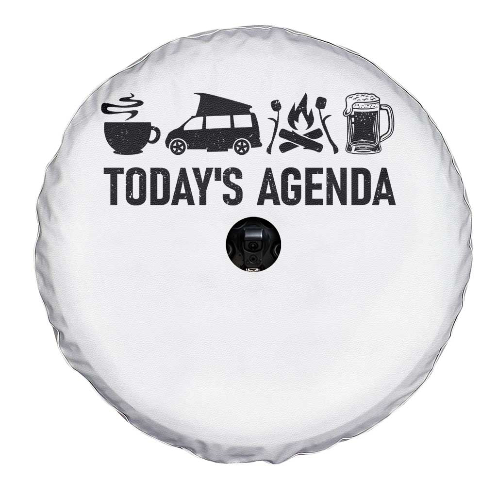 Funny Camping Spare Tire Cover Today's Agenda Coffee Van Beer Campfire