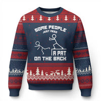 Some People Just Need A Pat On The Back Ugly Christmas Sweater Funny Sarcasm Quote - Wonder Print Shop