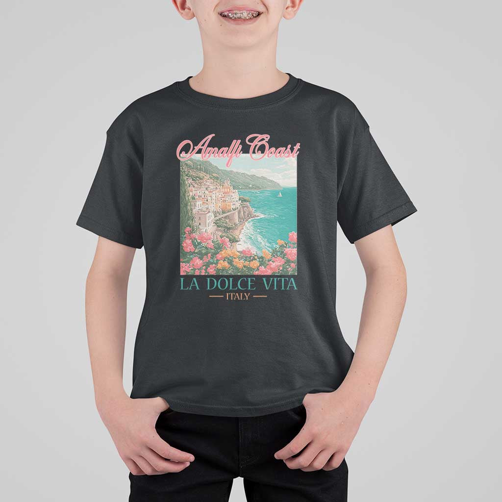 Amalfi Coast Italy Travel Trip T Shirt For Kid La Dolce Vita Mediterranean Sea - Wonder Print Shop
