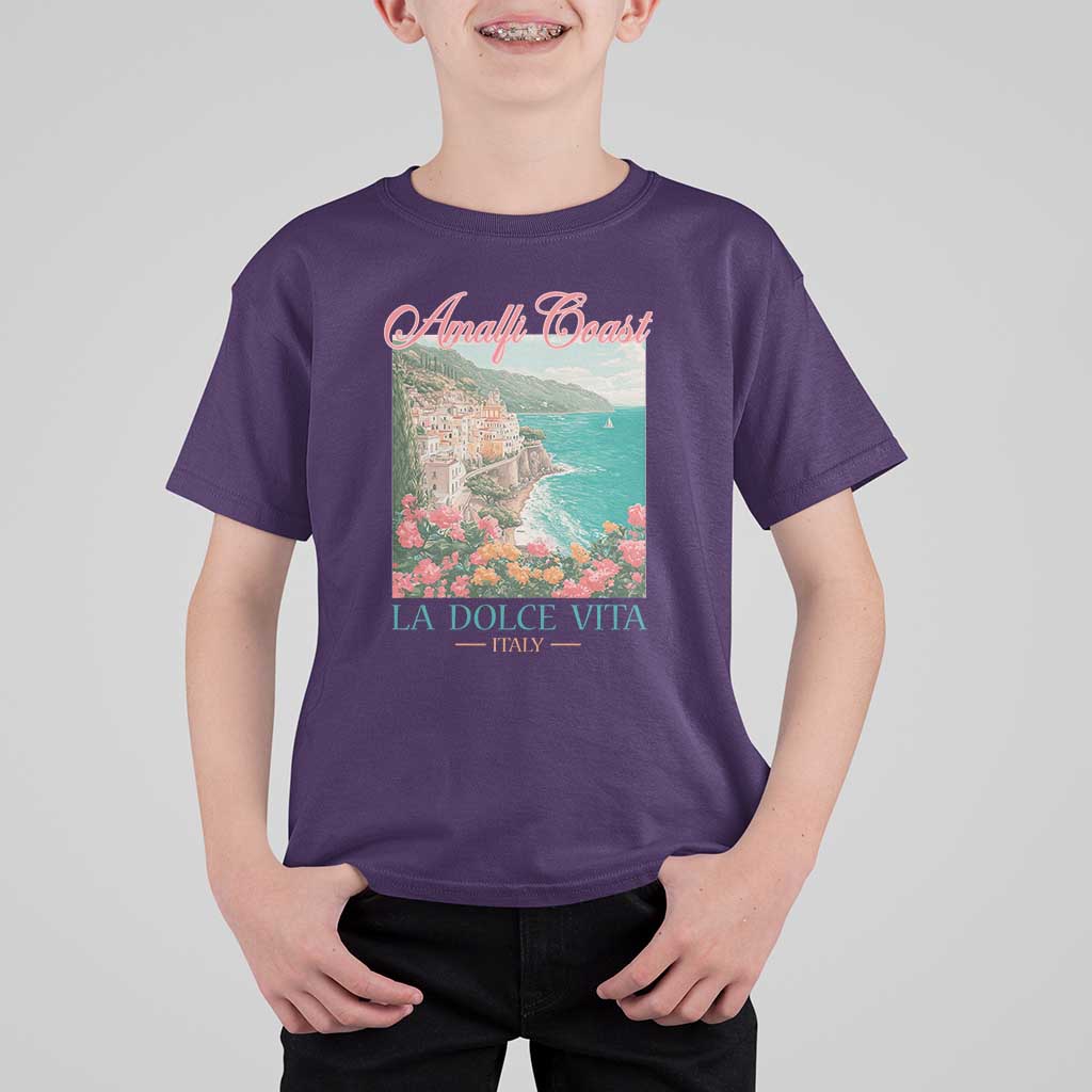 Amalfi Coast Italy Travel Trip T Shirt For Kid La Dolce Vita Mediterranean Sea - Wonder Print Shop