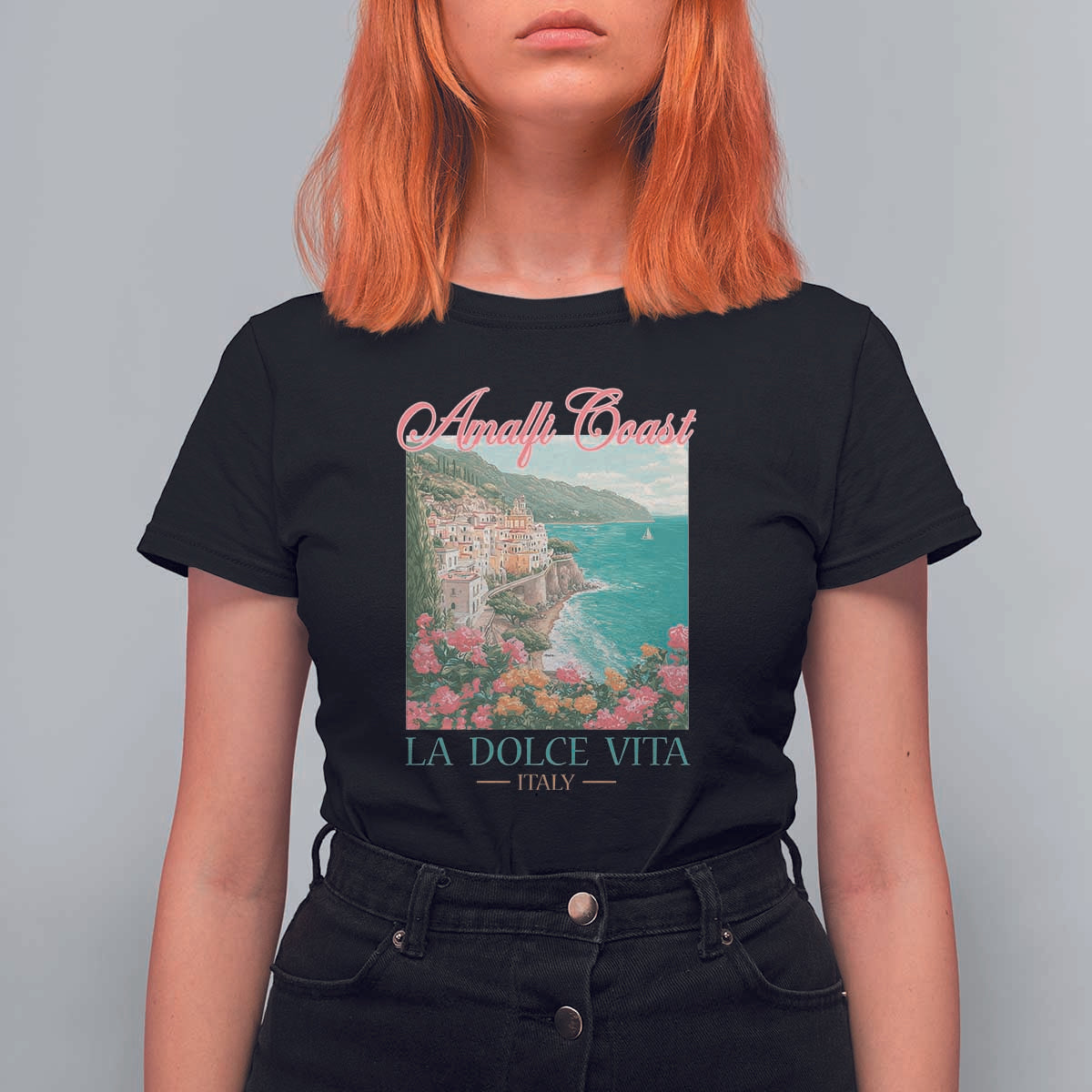 Amalfi Coast Italy Travel Trip T Shirt For Women La Dolce Vita Mediterranean Sea - Wonder Print Shop