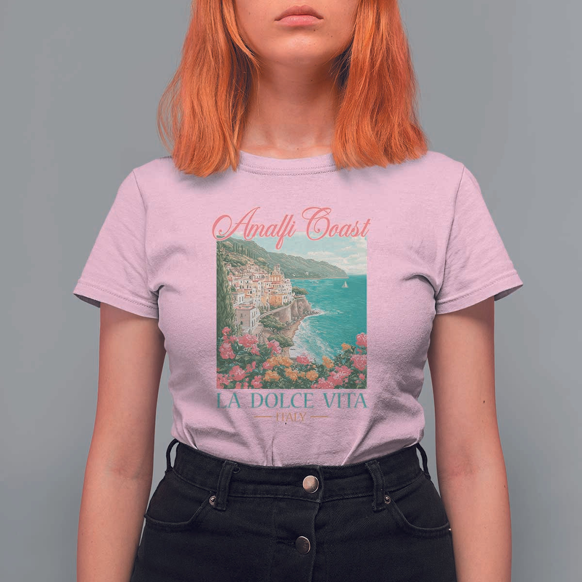 Amalfi Coast Italy Travel Trip T Shirt For Women La Dolce Vita Mediterranean Sea - Wonder Print Shop