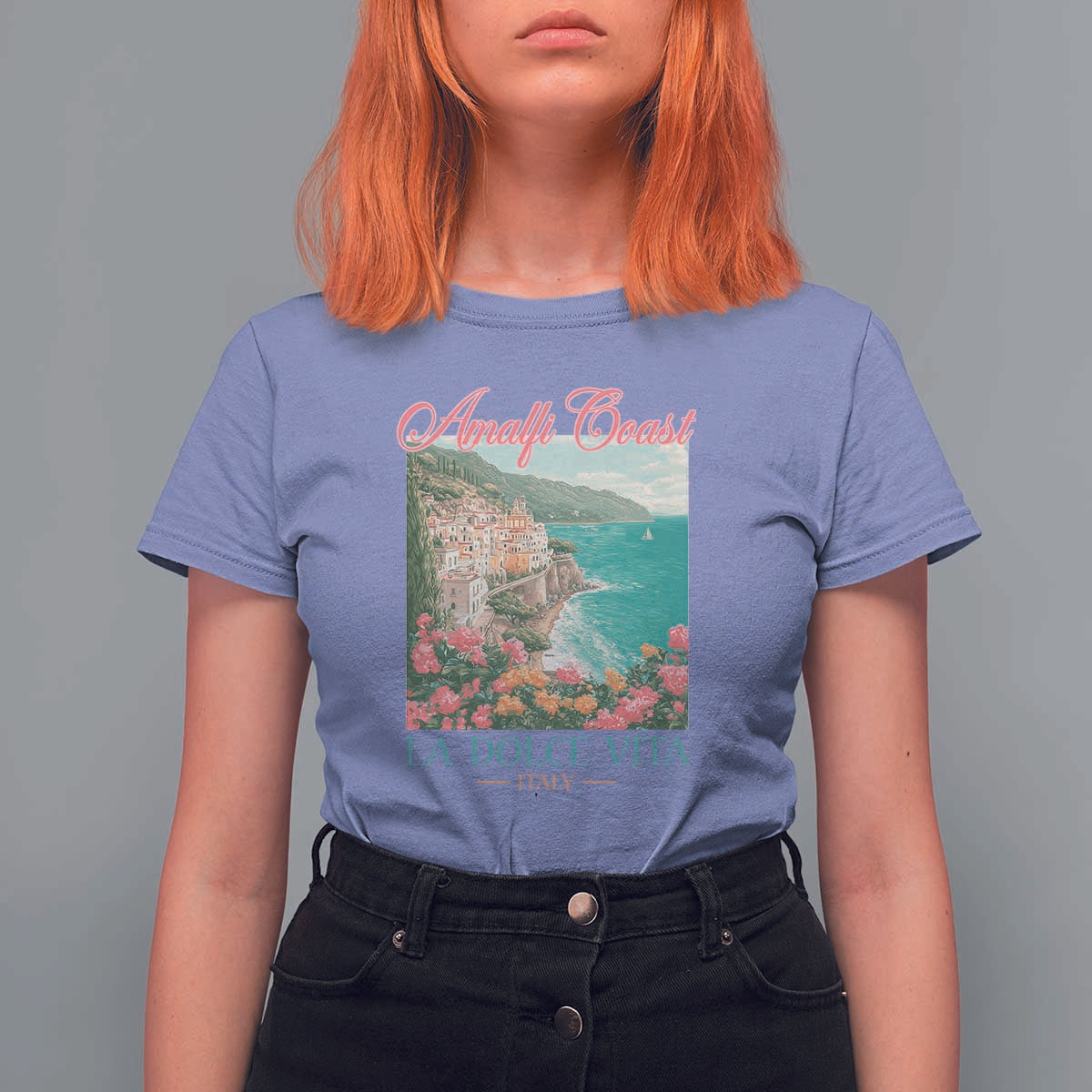 Amalfi Coast Italy Travel Trip T Shirt For Women La Dolce Vita Mediterranean Sea - Wonder Print Shop