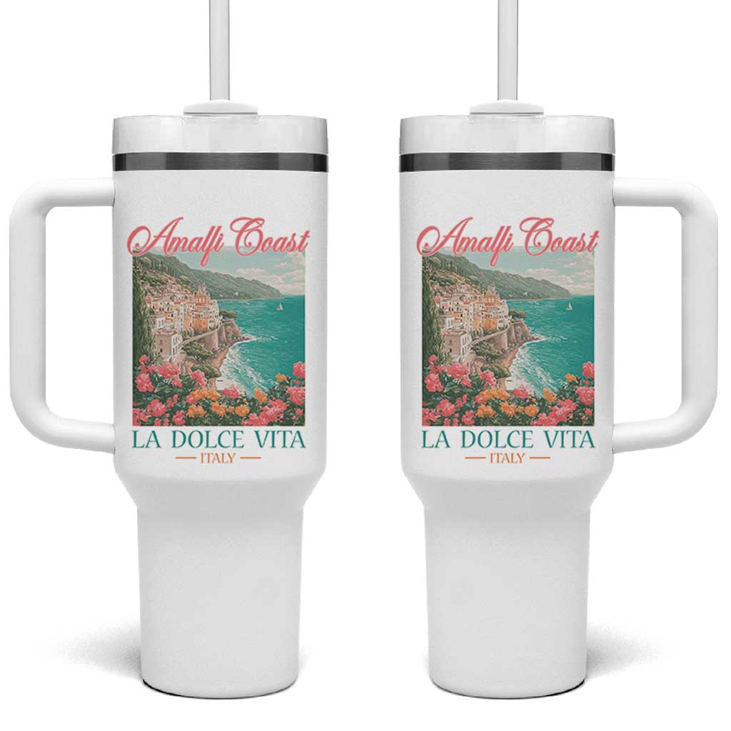 Amalfi Coast Italy Travel Trip Tumbler With Handle La Dolce Vita Mediterranean Sea - Wonder Print Shop