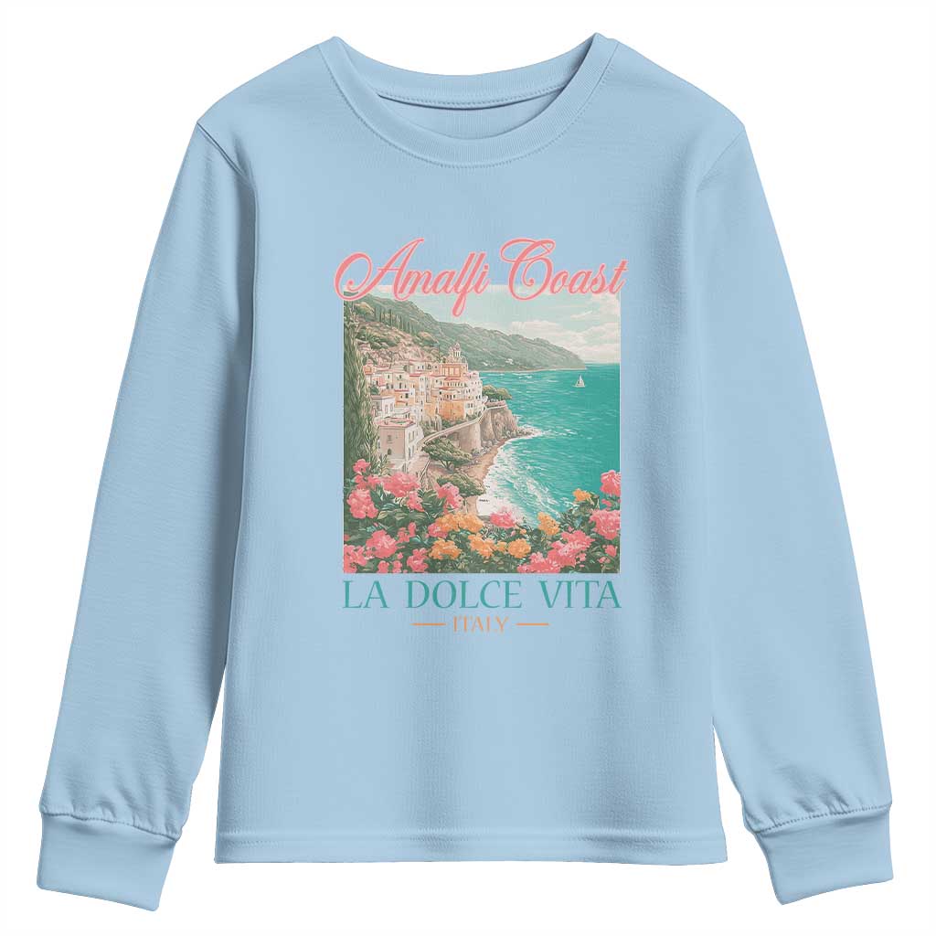 Amalfi Coast Italy Travel Trip Youth Sweatshirt La Dolce Vita Mediterranean Sea - Wonder Print Shop