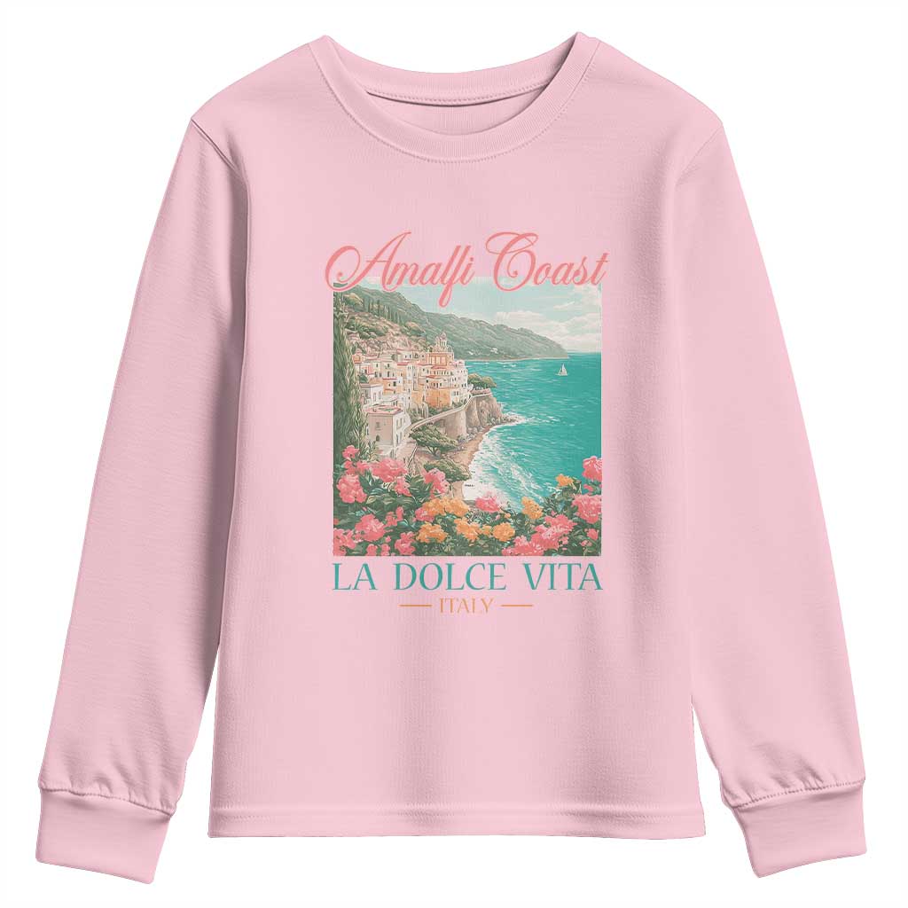 Amalfi Coast Italy Travel Trip Youth Sweatshirt La Dolce Vita Mediterranean Sea - Wonder Print Shop